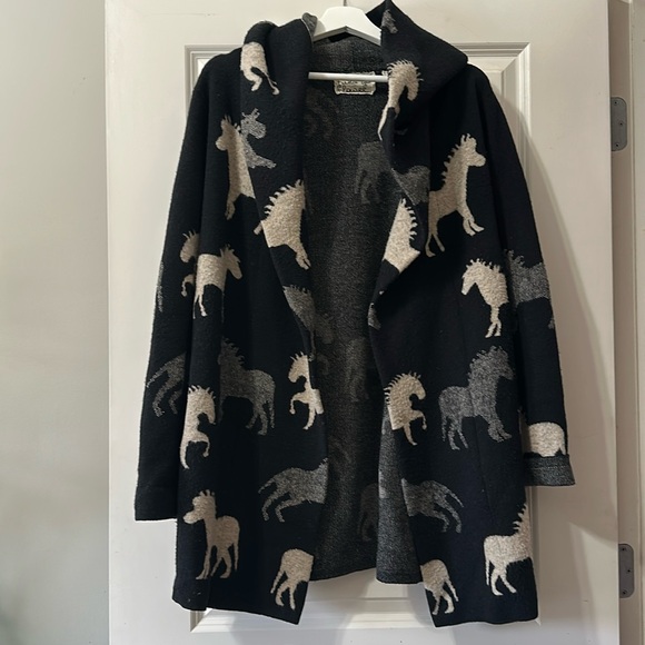 Anthropologie Sweaters - Anthropologie Field Flower Sedona Horse Lambswool Cardigan Hoodie